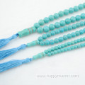 Natural Stone Blue Turquoise Prayer Beads Tassel Muslim